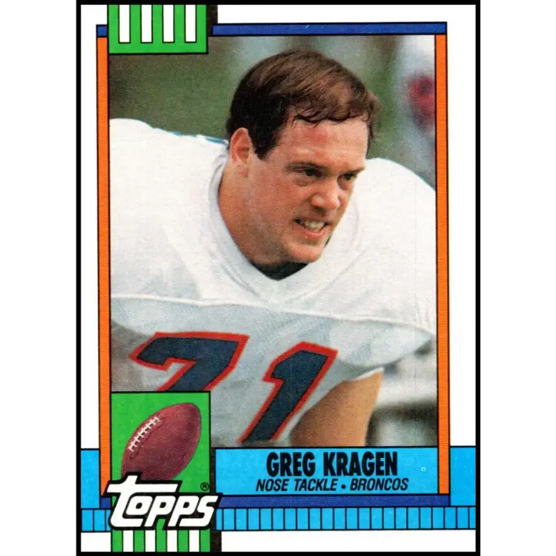1990 Topps #33 Greg Kragen EX Excellent Denver Broncos Football Card - Football Card Single