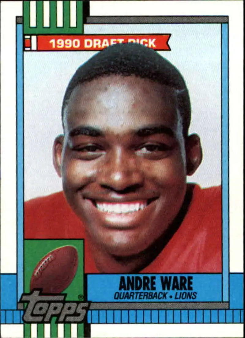 1990 Topps #349 Andre Ware EX Excellent RC Rookie Detroit Lions Football Card - Football Card Single