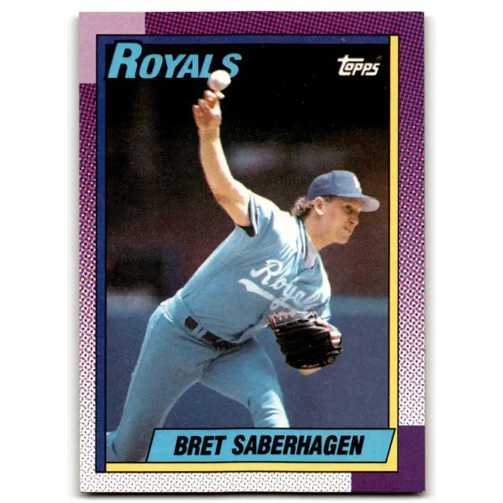 1990 Topps #350 Bret Saberhagen NM-MT Kansas City Royals Baseball Card - Baseball Card Single