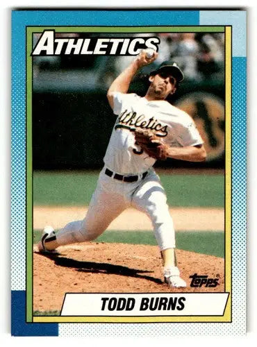 Original gloss Todd Burns Oakland Athletics baseball card from 1990 Topps #369