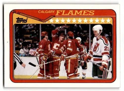 Original gloss Calgary Flames hockey card featuring Simply Sandoval from 1990 Topps series