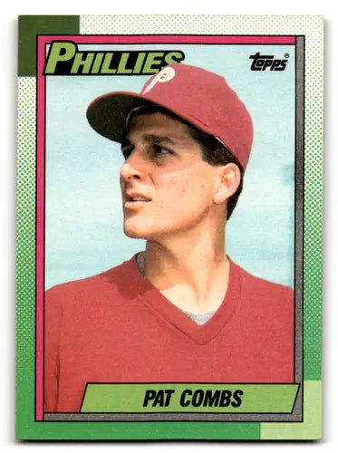 Original gloss Pat Combs baseball card from 1990 Topps #384 featuring Phillies player