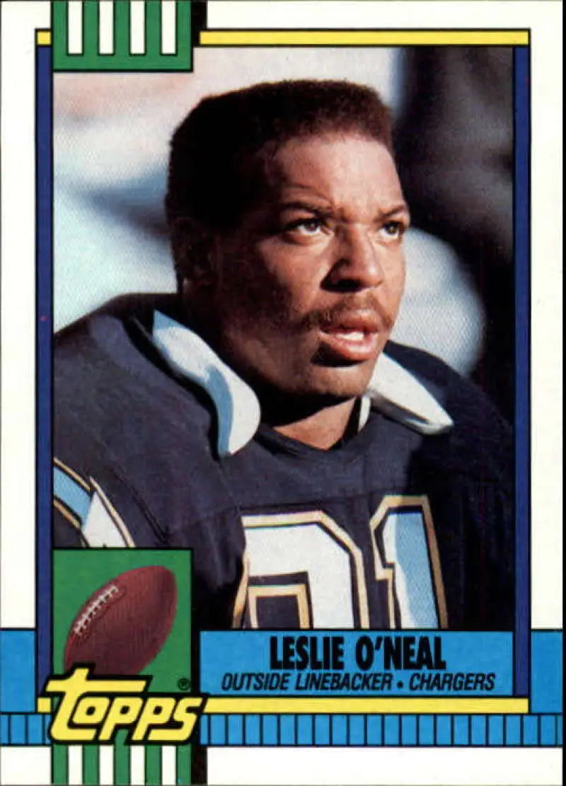 1990 Topps #386 Leslie O’Neal EX Excellent San Diego Chargers Football Card - Football Card Single