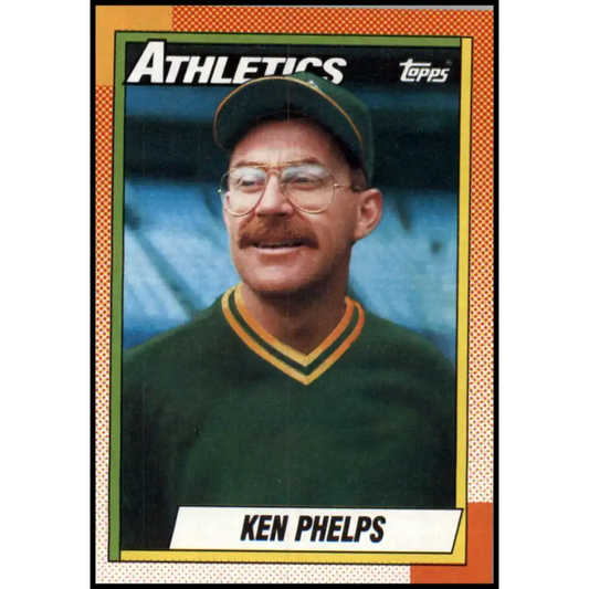 1990 Topps #411 Ken Phelps NM-MT Oakland Athletics Baseball Card - Baseball Card Single