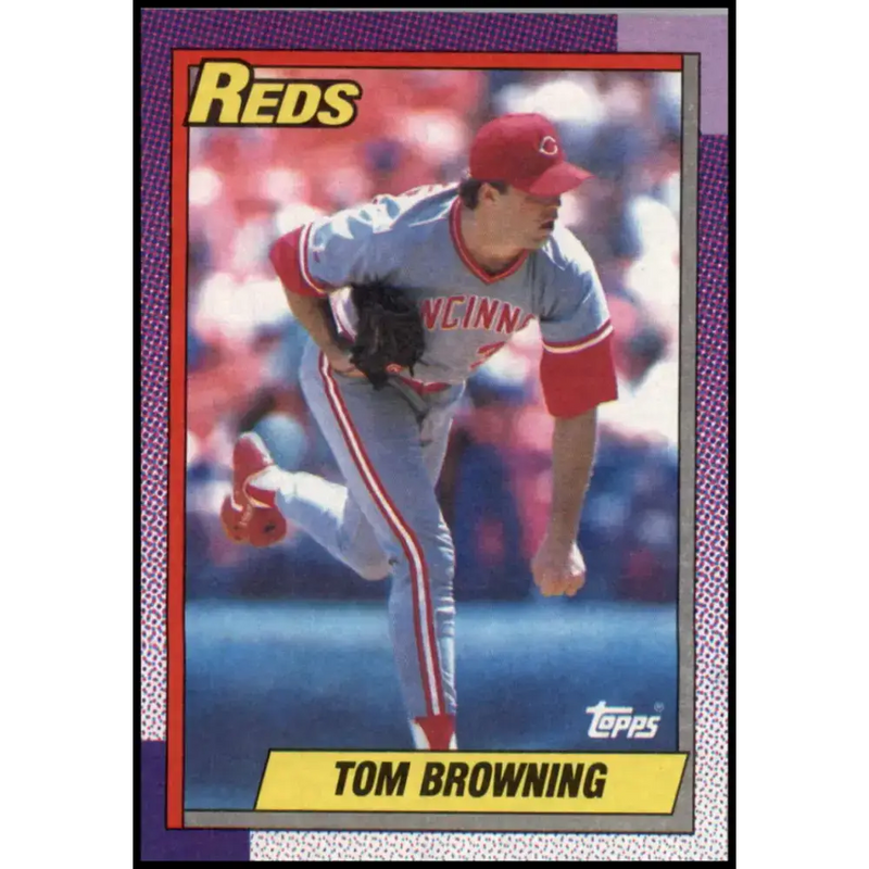 1990 Topps #418 Tom Browning NM-MT Cincinnati Reds Baseball Card - Baseball Card Single