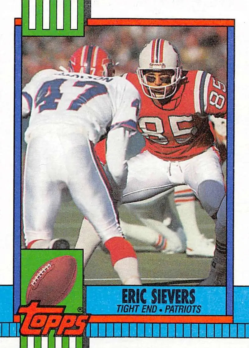 1990 Topps #428 Eric Sievers EX Excellent RC Rookie New England Patriots Football Card - Football Card Single