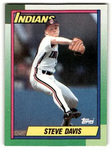 Original gloss 1990 Topps Steve Davis Cleveland Indians baseball card front image