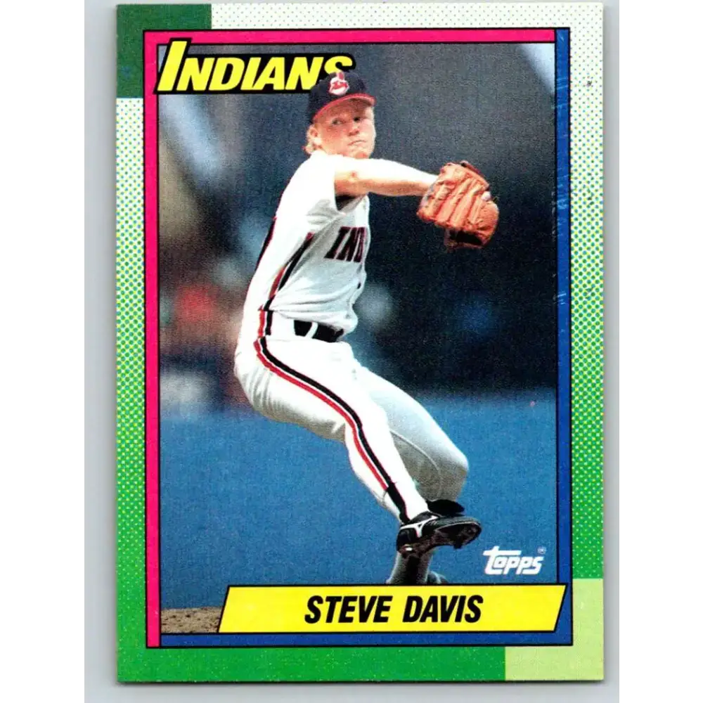 1990 Topps #428 Steve Davis NM-MT RC Rookie Cleveland Indians Baseball Card - Baseball Card Single