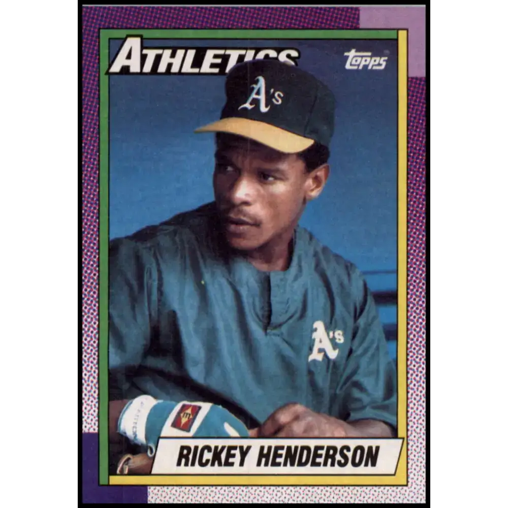 1990 Topps #450 Rickey Henderson NM-MT Oakland Athletics Baseball Card - Baseball Card Single