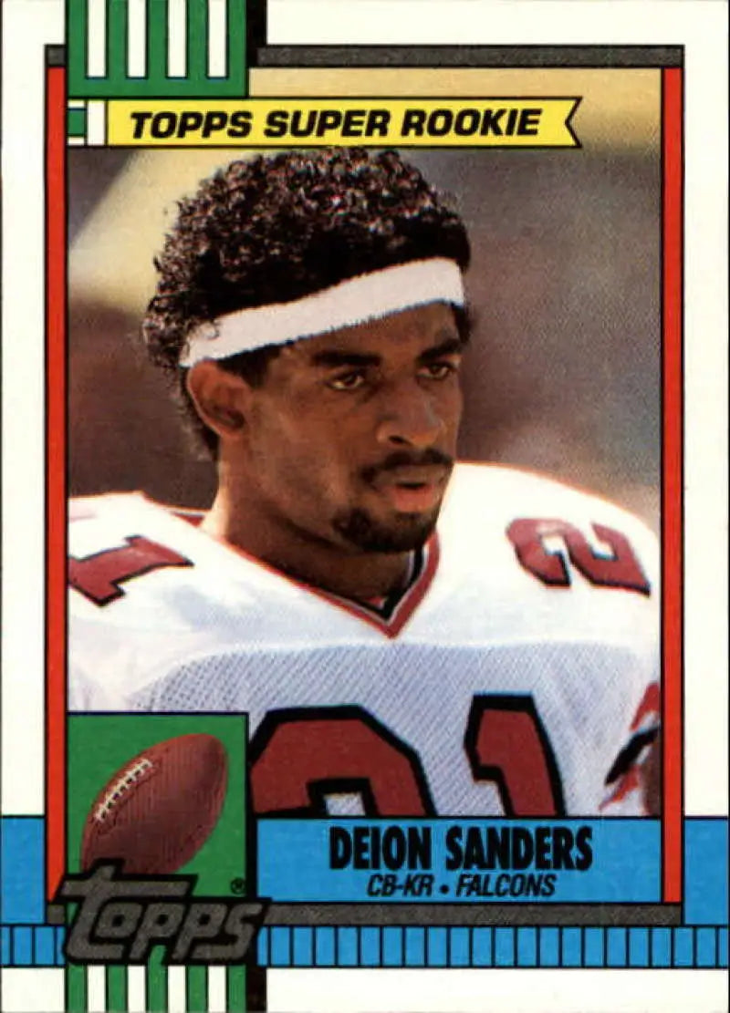 1990 Topps #469 Deion Sanders EX Excellent RC Rookie Atlanta Falcons Football Card - Football Card Single