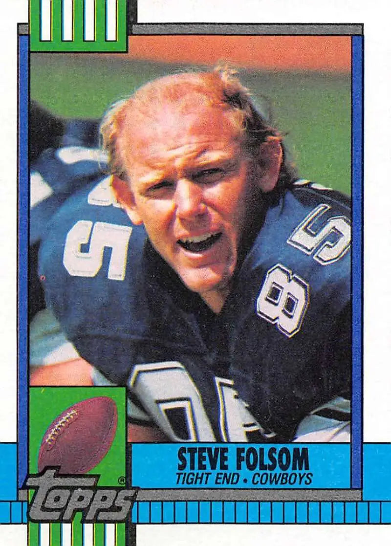1990 Topps #485 Steve Folsom EX Excellent RC Rookie Dallas Cowboys Football Card - Football Card Single