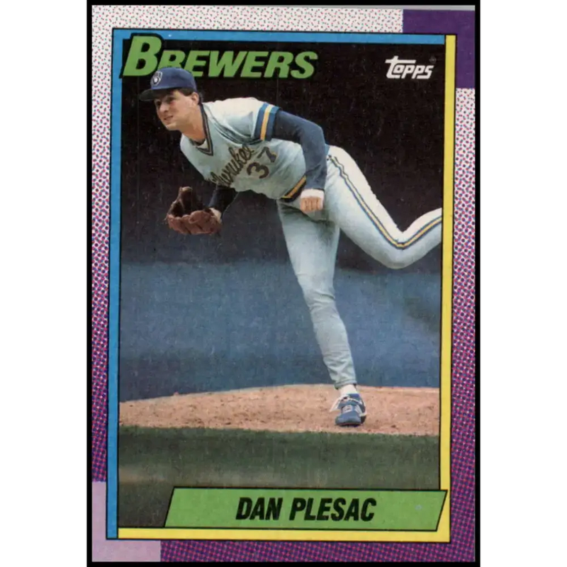 1990 Topps #490 Dan Plesac NM-MT Milwaukee Brewers Baseball Card - Baseball Card Single