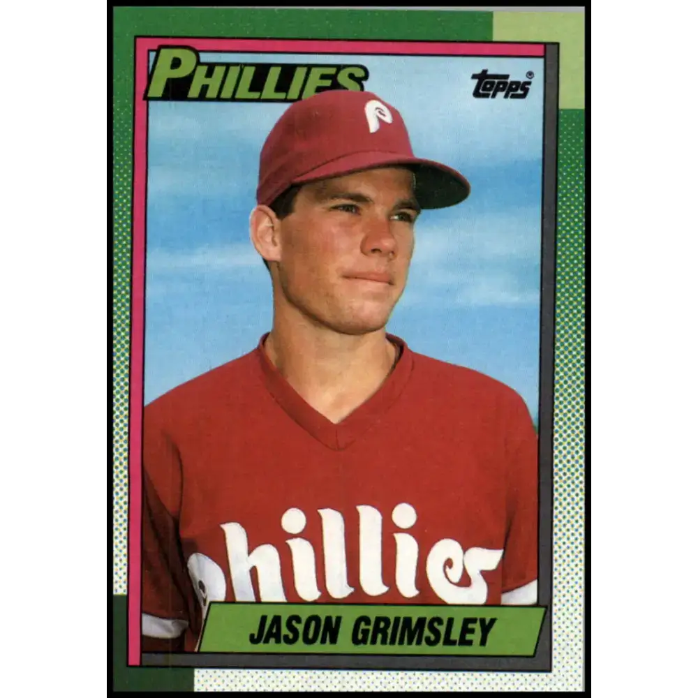 1990 Topps #493 Jason Grimsley NM-MT RC Rookie Philadelphia Phillies Baseball Card - Baseball Card Single