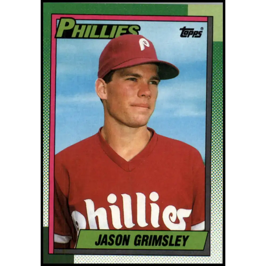 1990 Topps #493 Jason Grimsley NM-MT RC Rookie Philadelphia Phillies Baseball Card - Baseball Card Single