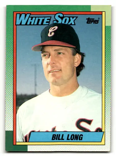 Original gloss 1990 Topps Bill Long baseball card featuring White Sox player simply Sandoval