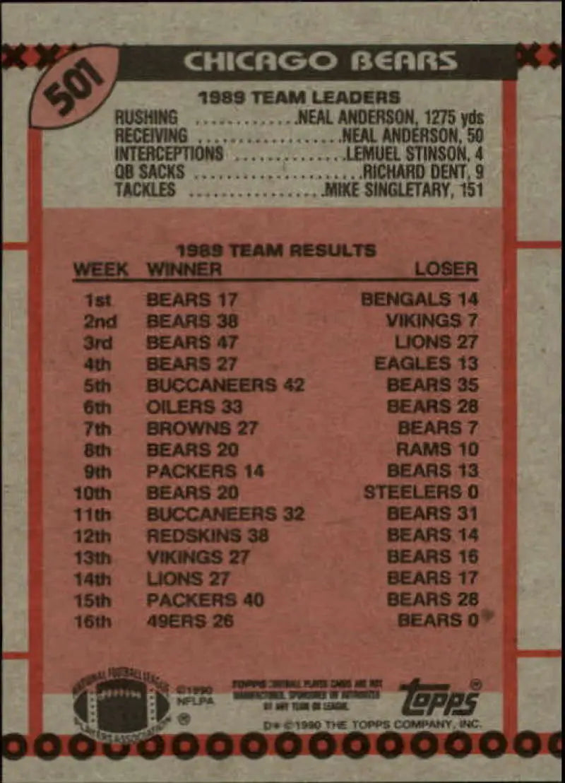 1990 Topps #501 Jim Harbaugh EX Excellent Chicago Bears Football Card - Football Card Single