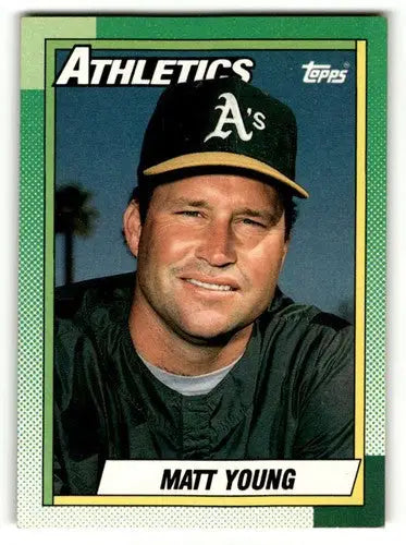 1990 Topps #501 Matt Young Oakland Athletics Baseball Cards EX/NM ID:55656 - Baseball Card Single