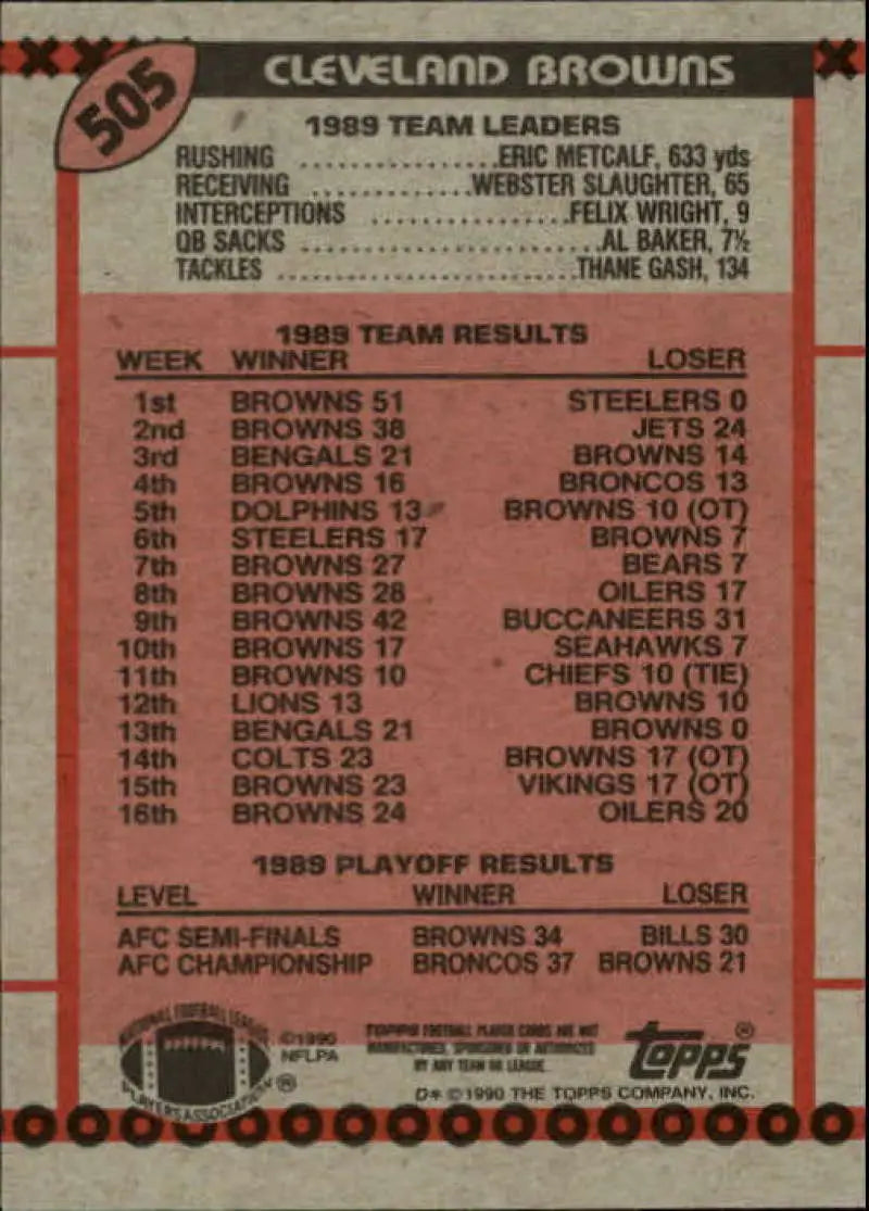 1990 Topps #505 Bernie Kosar EX Excellent Cleveland Browns Football Card - Football Card Single