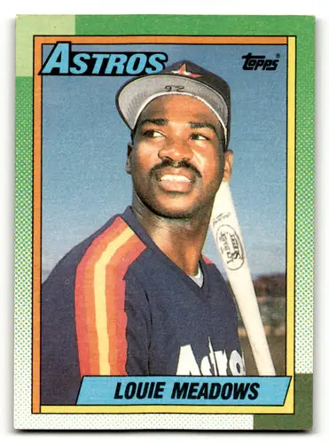 Original gloss Louie Meadows baseball card from 1990 Topps #534 featuring Astros player