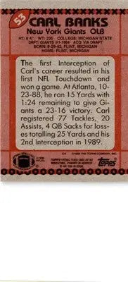 1990 Topps #53b Carl Banks - Football Card Single