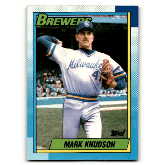 1990 Topps #566 Mark Knudson NM-MT Milwaukee Brewers Baseball Card - Baseball Card Single