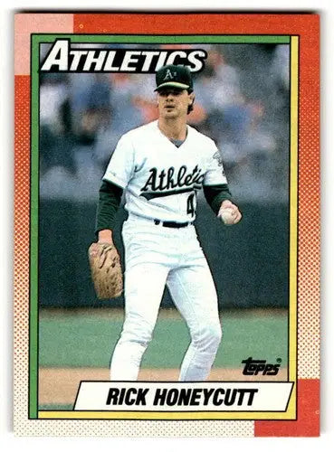 Original gloss of Rick Honeycutt Oakland Athletics baseball card from 1990 Topps #582