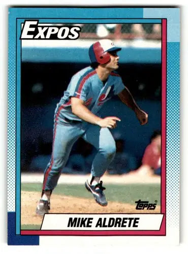 Original gloss Mike Aldrete Montreal baseball card from 1990 Topps #589 Aldrete Montreal Expos
