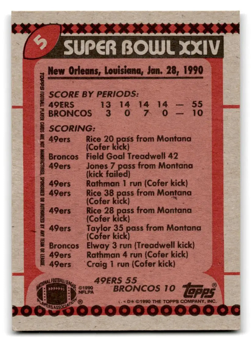 1990 Topps #5a Super Bowl XXIV - Football Card Single