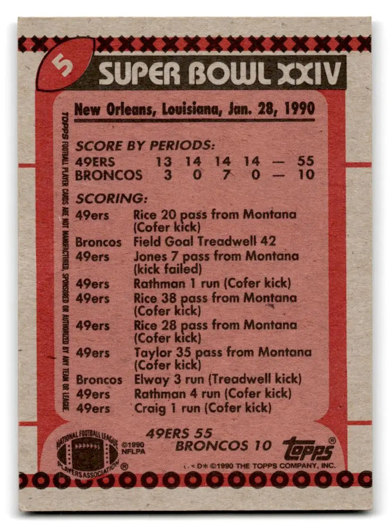 1990 Topps #5a Super Bowl XXIV - Football Card Single