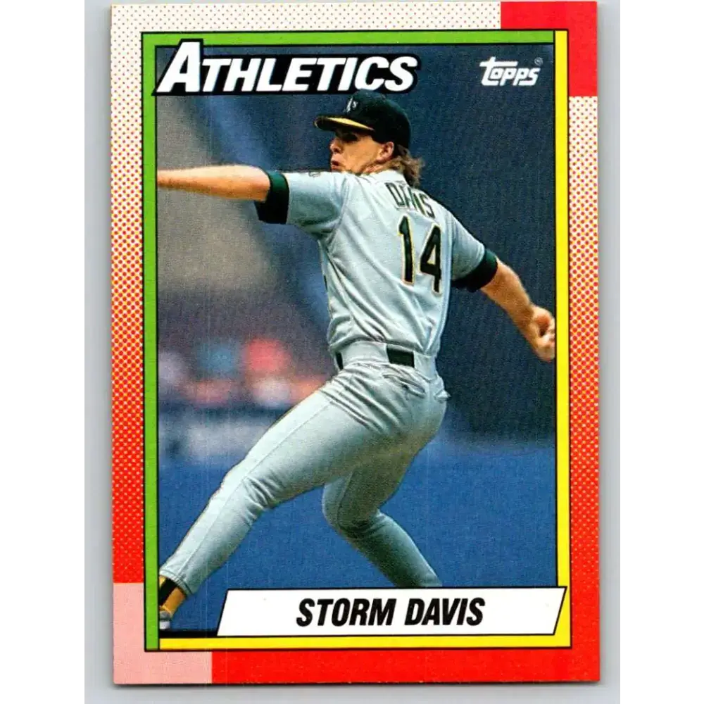 1990 Topps #606 Storm Davis NM-MT Oakland Athletics Baseball Card - Baseball Card Single