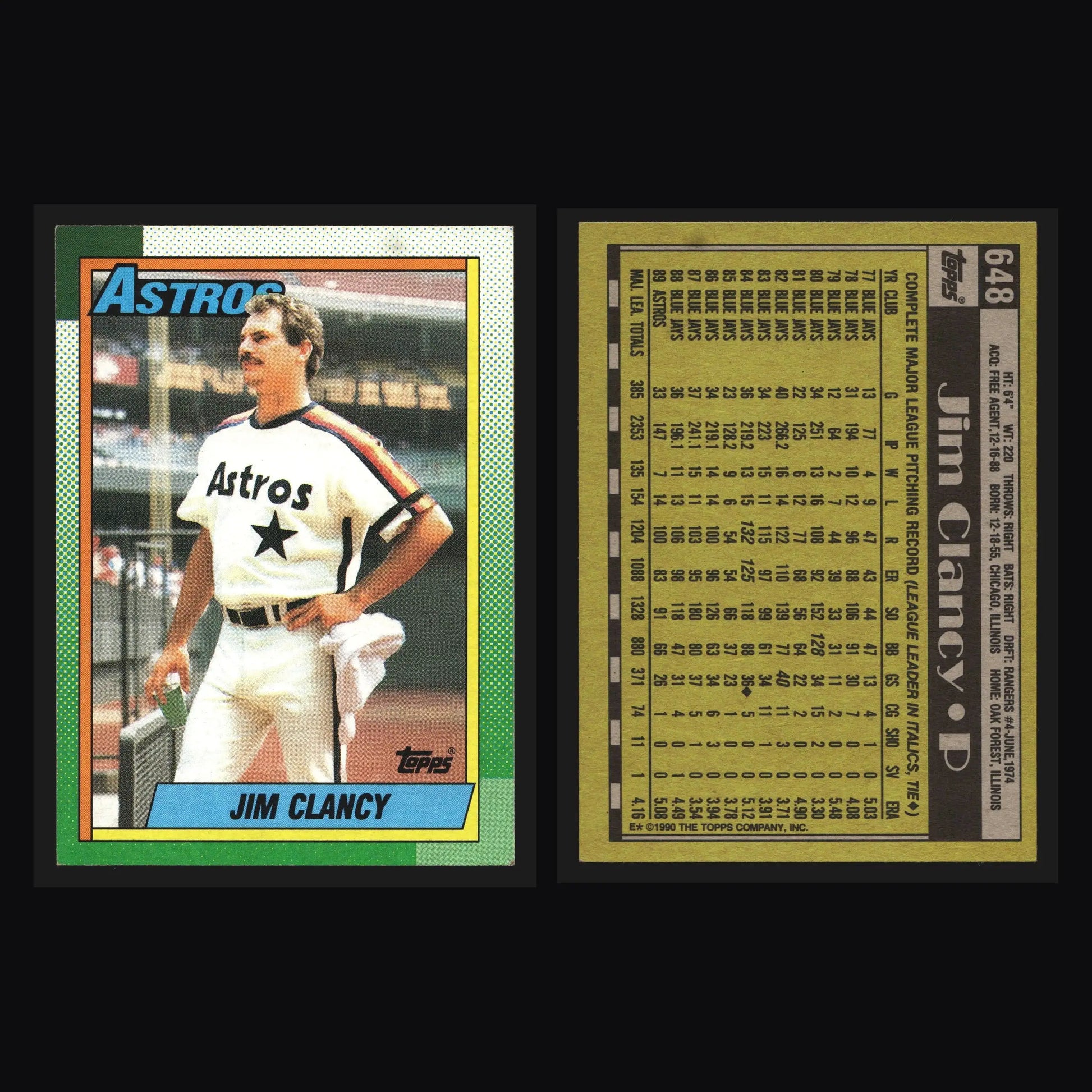 1990 Topps #648 Jim Clancy Houston Astros - Baseball Card Single