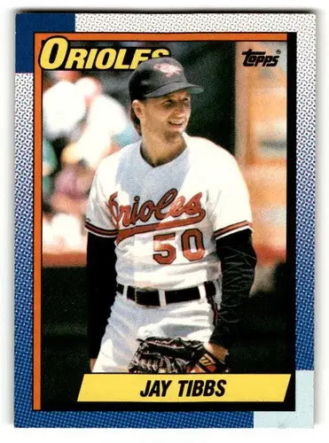 Original gloss Jay Tibbs Baltimore Orioles baseball card from 1990 Topps #677