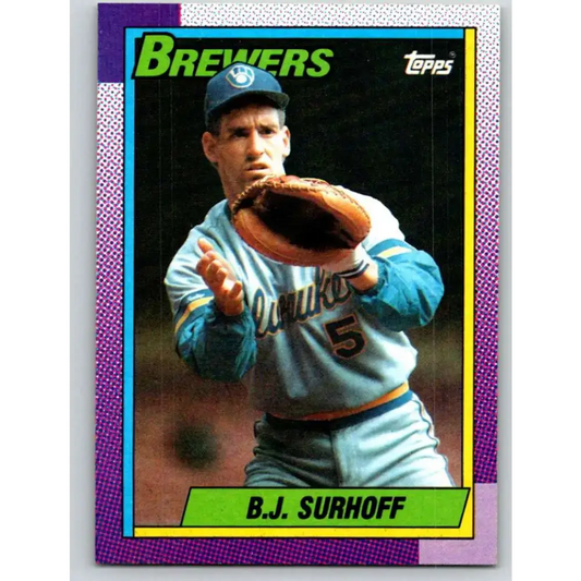 1990 Topps #696 B.J. Surhoff NM-MT Milwaukee Brewers Baseball Card - Baseball Card Single