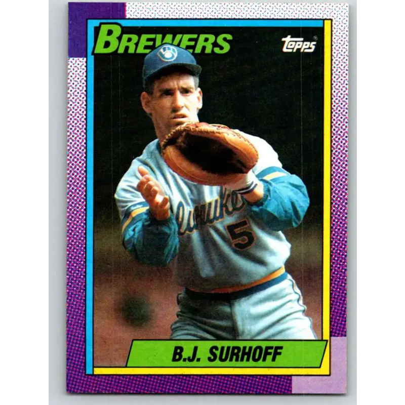 1990 Topps #696 B.J. Surhoff NM-MT Milwaukee Brewers Baseball Card - Baseball Card Single