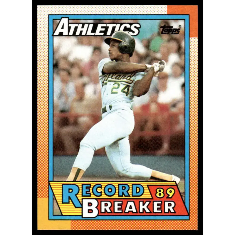 1990 Topps #7 Rickey Henderson NM-MT Oakland Athletics Baseball Card - Baseball Card Single
