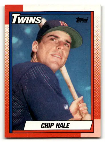 Original gloss Chip Hale baseball card from 1990 Topps #704 featuring Twins rookie