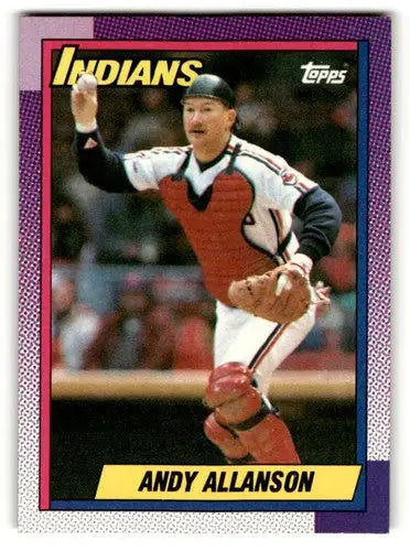 Andy Allanson baseball card featuring Allan Anderson Minnesota Twins player in 1990 Topps series