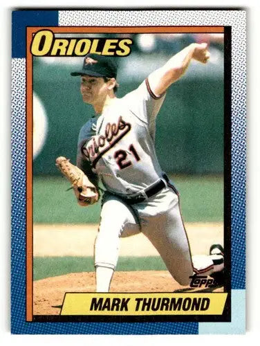 Original gloss 1990 Topps Mark Thurmond Orioles baseball card for collectors