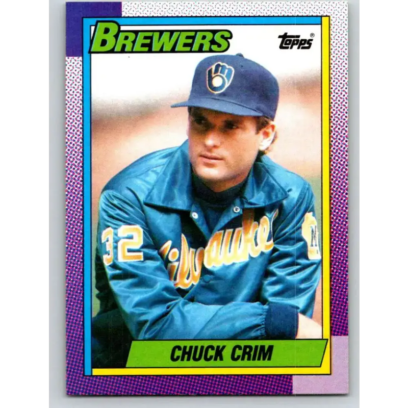1990 Topps #768 Chuck Crim NM-MT Milwaukee Brewers Baseball Card - Baseball Card Single
