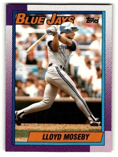 Original gloss Lloyd Moseby Toronto baseball card from 1990 Topps #779 featuring Moseby Toronto Blue Jays