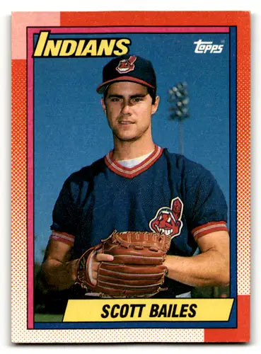 1990 Topps Scott Bailes baseball card with original gloss from Indians collection