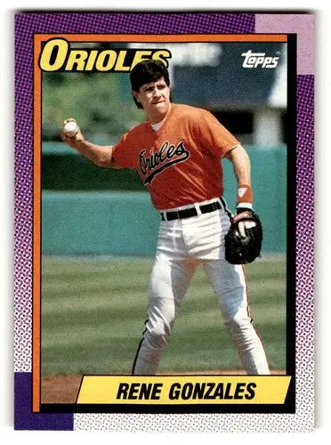 Original gloss Rene Gonzales Baltimore Orioles baseball card from 1990 Topps #787