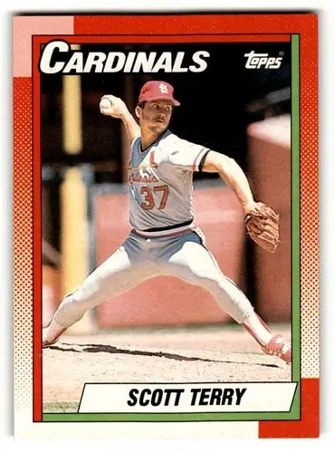 Original gloss Scott Terry Cardinals baseball card from 1990 Topps #82