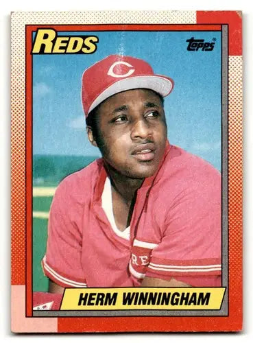 1990 Topps #94 Herm Winningham Cincinnati Reds Baseball Cards EX/NM ID:55021 - Baseball Card Single