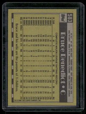 1990 Topps Bruce Benedict #583 Baseball - Baseball Card Single