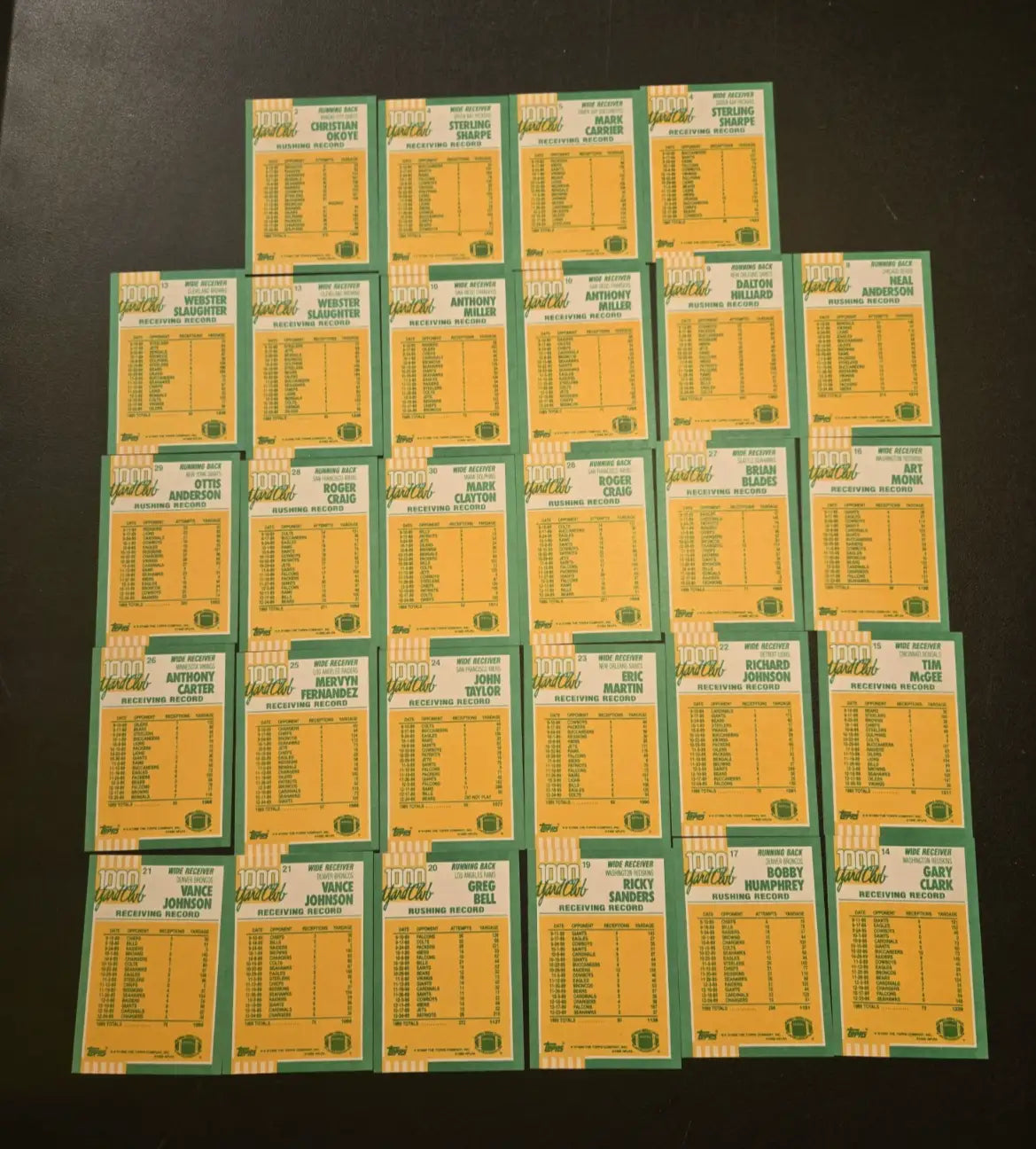 1990 Topps Football 1000 Yard Club Lot of 28 Cards – NFL Stars / Inserts - Football Card Single