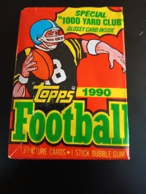 1990 Topps Football - Sealed wax pack. One pack. 15 cards. NFL. EX - EX+ - Football Card Box