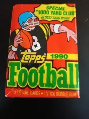 1990 Topps Football - Sealed wax pack. One pack. 15 cards. NFL. EX - EX+ - Football Card Box