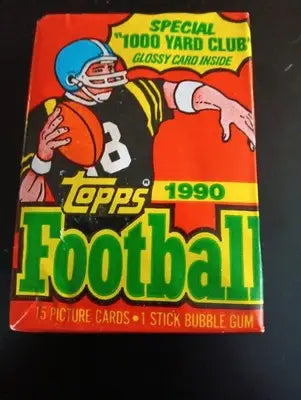 1990 Topps Football - Sealed wax pack. One pack. 15 cards. NFL. EX - EX+ - Football Card Box
