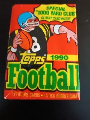 1990 Topps Football - Sealed wax pack. One pack. 15 cards. NFL. EX - EX+ - Football Card Box